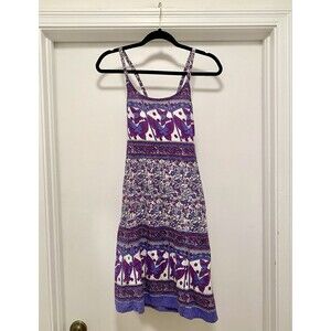 VTG Y2K Butterfly Mini Sun Dress Sz Small  Purple Fairy Boho Ethereal Floral